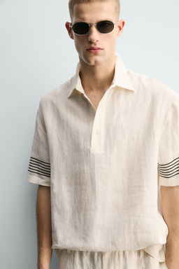 CAMISA POLO 100% LINO / Crudo