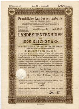 Облигация 4,5% 1000 рейхсмарок 1940 года Германия