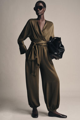 ZW COLLECTION SATIN JUMPSUIT WITH PUFFED HEMS - Zara фото 4