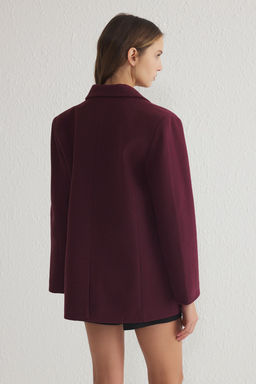 Trendyolmilla Bordo Yumusak Dokulu Regular K?sa Kaban TWOSS25KB00000  фото 10