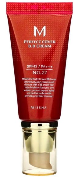 №27 50мл.   MISSHA M Perfect Cover BB Cream SPF42/PA+++ (No.27/Honey Beige)  фото 2