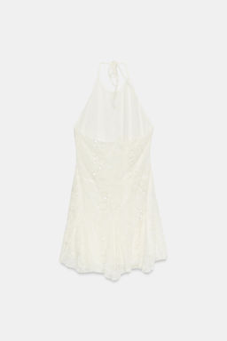 VESTIDO HALTER ENCAJE BORDADOS / Crudo - Zara фото 6