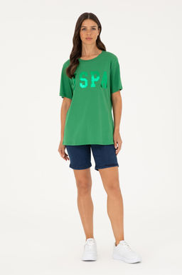 Женская зеленая базовая футболка - U.s. polo assn фото 4