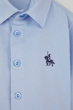 Buz Mavi Nak?sl? Regular Oxford Dokuma Erkek Cocuk Okul Gomlegi TKDAW26GO00000 - Trendyolmilla фото 3