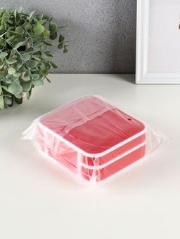 Шкатулка для украшений Giulia, пластик, кожзам, 6 ячеек, 10 полос, красная, 13.5×11.5×5.5 см