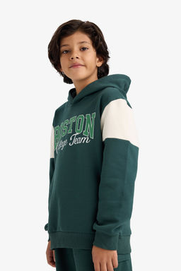 Kap__onlu Bask_l_ __i Yumu_ak T_yl_ Sweatshirt Erkek _ocuk - Defacto фото 3