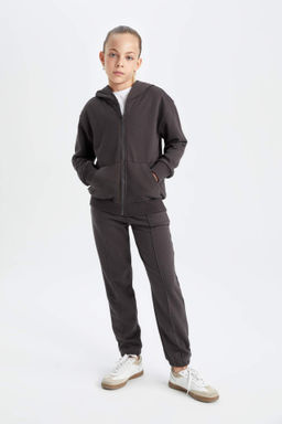K?z Cocuk Gri Standart Fit Beli Pacas? Lastikli Cepli Okul Jogger Esofman Alt? - Defacto фото 3