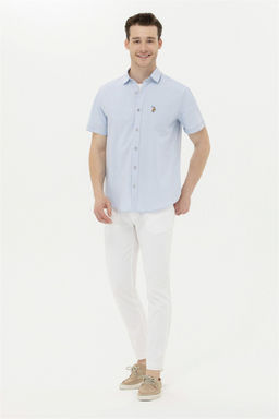 Мужская голубая рубашка с коротким рукавом - U.s. polo assn фото 4