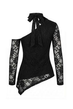 Siyah Cicekli Fitted/Vucuda Oturan Asimetrik Yaka Uzun Kollu Kusakl? Tul Orme Bluz TWOAW26BZ00346 - Trendyolmilla фото 5