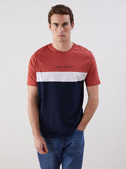 Bisiklet Yaka K?sa Kollu Renk Bloklu Erkek Ti??rt