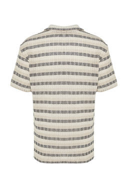 TRENDYOL MAN Ekru Oversize/Genis Kesim Dusuk Omuz Limited Edition Cizgili Polo Yaka T-shirt TMNSS24PO00023 - Trendyolmilla фото 8
