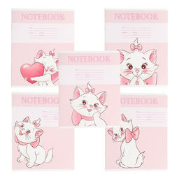 Цена за 20 шт. Тетрадь в клетку 18 листов, 5 видов МИКС, обложка мелованный картон, «Коты аристократы»