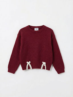 Fiyonk Detayl? Bisiklet Yaka K?z Bebek Triko Kazak