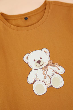 Trendyolmilla Ekru %100 Pamuklu Ay?c?kl? ve Kurdele/Fiyonk Bask?l? Sortlu Orme Pijama Tak?m? THMSS25PT00063  фото 13