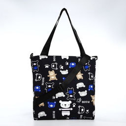 Сумка текстильная шопер на молнии, 35×8×31 см, чёрная