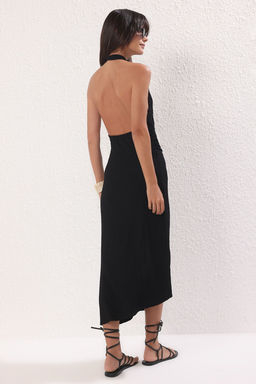 Trendyolmilla Siyah Dokulu Kemer Detayl? Plaj Elbise TBESS25EL00118  фото 5