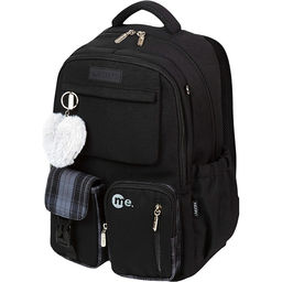 Рюкзак "Me. Black" подростковый 42x31x20 см (18 л) 650 г, износостойкий влагостойкий нейлон, 2 просторных отделения на молнии (одно из них с уплотненным отделением для ноутбука до 17 дюймов и книг на резинке и карманом на молнии с органайзером), 1 передни