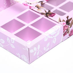 Цена за 5 шт. Коробка для 8 конфет шоколад, с окном, Розы 17.7?17.8?3.8 см Кондитерская упаковка