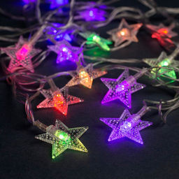 Гирлянда Нить 5 м с насадками Звезда в крапинку, IP20, прозрачная нить, 20 LED, свечение мульти (RG/RB), мигание, 220 В - Luazon lighting фото 3