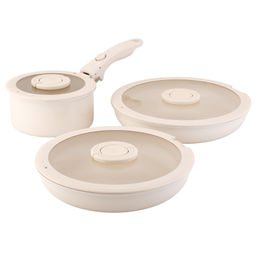 Набор посуды для приготовления со съемной ручкой smart ceramic, 7 предметов, цвета топленого молокатермо