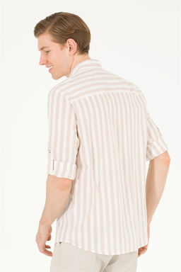U. S. Polo Assn / Мужская белая рубашка в каменную полоску - U.s. polo assn фото 12