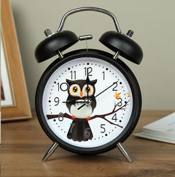 Будильник Совы 12 см / 669-2 черный /уп 100/737947