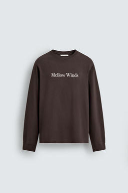 CAMISETA TEXTO ESTAMPADO / Marr?n - Zara фото 6