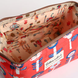 Косметичка на молнии, с подкладом, маленькая, с рисунком Лесные растения, красная - Simaland фото 3