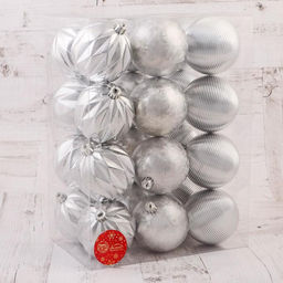 Ёлочные игрушки Зимний шик, шары новогодние, d=8 см, набор 24 шт., серебро - Зимнее волшебство фото 2