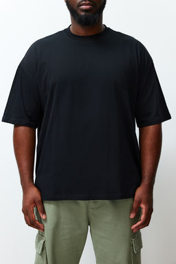 TRENDYOL MAN Siyah Buyuk Beden Oversize/Genis Kesim Rahat Cicek Bask?l? %100 Pamuklu T-Shirt TMNSS23TS00136 - Trendyolmilla фото 8