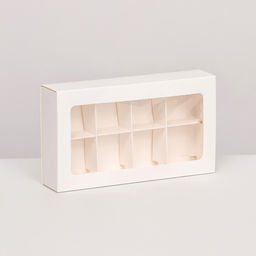 Цена за 5 шт. Коробка складная под 8 конфет, 18 х 10 х 3,5 см, белая - Simaland фото 2