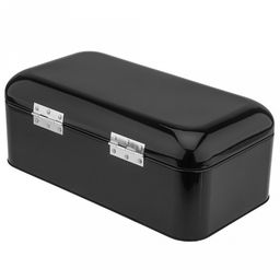 Хлебница сталь, глянцевая эмаль 42х22,5см h16см, s0,4мм, откидная крышка, цвет - черный, в индивидуальной коробке (Китай)