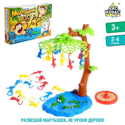 Настольная игра на ловкость Мартышкин хвост: рулетка, разноцветные мартышки