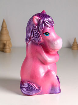 Копилка для денег Лошадь с сердцем, гипс, 24 см, розовый