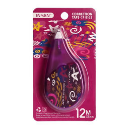 Корректор-лента 12 м × 5 мм, блистер, европодвес, корпус МИКС с рисунком