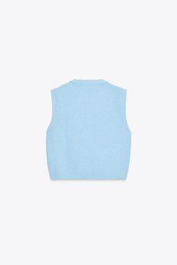 GOLD BUTTON TEXTURED KNIT WAISTCOAT TOP - Zara фото 5