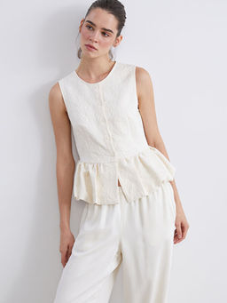 Bisiklet Yaka Dokulu F?rf?rl? Bluz