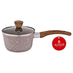 КОВШИК AGNESS АРКТИК АНТИП. ПОКР. РУЧКА SOFT TOUCH И СТЕКЛ. КРЫШКОЙ 600 МЛ 12*6 СМ