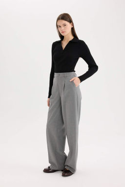 Sevgililer Gunu Wide Leg Esofman Alt? Genis Bol Paca Basic Duz Cift Cepli Yuksek Bel Standart Boy - Defacto фото 4