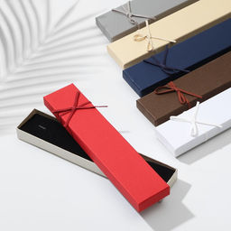 Цена за 6 шт. Коробочка подарочная под браслет, цепочку, часы «Замшевый бантик», 21×4 см, (размер полезной части 20.1×3.7 см), МИКС