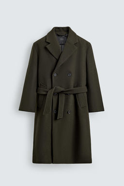 DOUBLE-BREASTED WOOL COAT WITH BELT - Zara фото 8