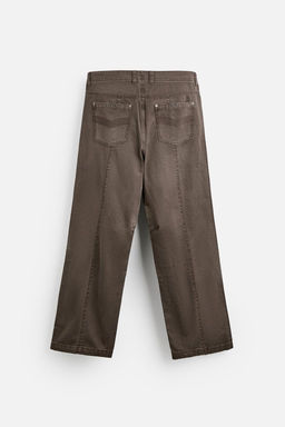 STITCHED WASHED-EFFECT TROUSERS - Zara фото 7