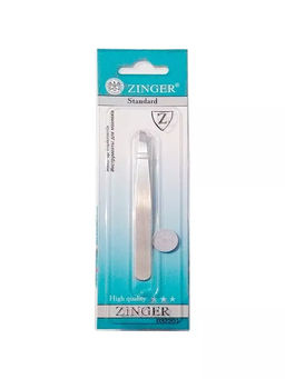 ZINGER Пинцет T-022-S (86022-S) скошен. широкий (гладкий;серебряный)