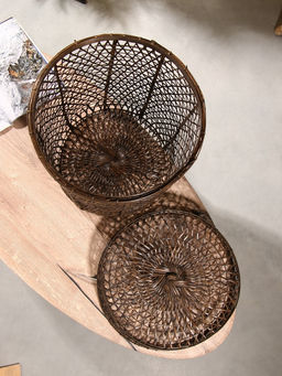 Корзина плетёная «Баскет», 39×39×50 см, бамбук, тёмная