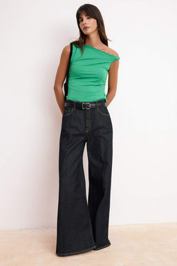 Trendyolmilla Kahverengi Asimetrik Yaka Buzgu/Drape Detayl? Fitted/Vucuda Oturan Orme Bluz TWOSS25BZ00279  фото 24
