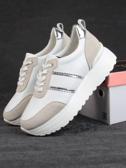 05-PDE40-2 WHITE/BEIGE Кроссовки женские (натуральная кожа, натуральная замша) - Фабричный китай фото 16