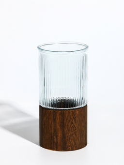 Ваза «Лесли», линии, 20×10 см, стекло, прозрачная