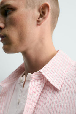CAMISA JACQUARD RELIEVE RAYAS / Rosa palo - Zara фото 5