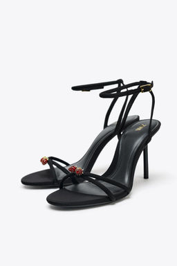 BEADED CROSSOVER STRAP SANDALS - Zara фото 3