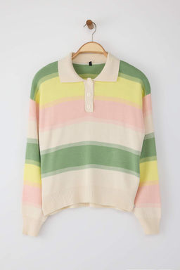 Mint Renk Bloklu Triko Kazak TWOAW22KZ0193 - Trendyolmilla фото 5